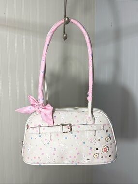 Under One Sky White Shoulder Bag with Pink Handle and Multicolor Confetti